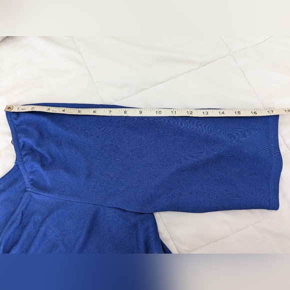 Addition Elle, Royal blue, 3/4 length sleeve, crepe shirt with ruffled hem. - Picture 11 of 16